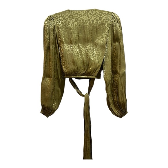 NWOT-Show Me Your MuMu Joplin Blouse, gold cheetah organza Size Medium - Picture 8 of 11